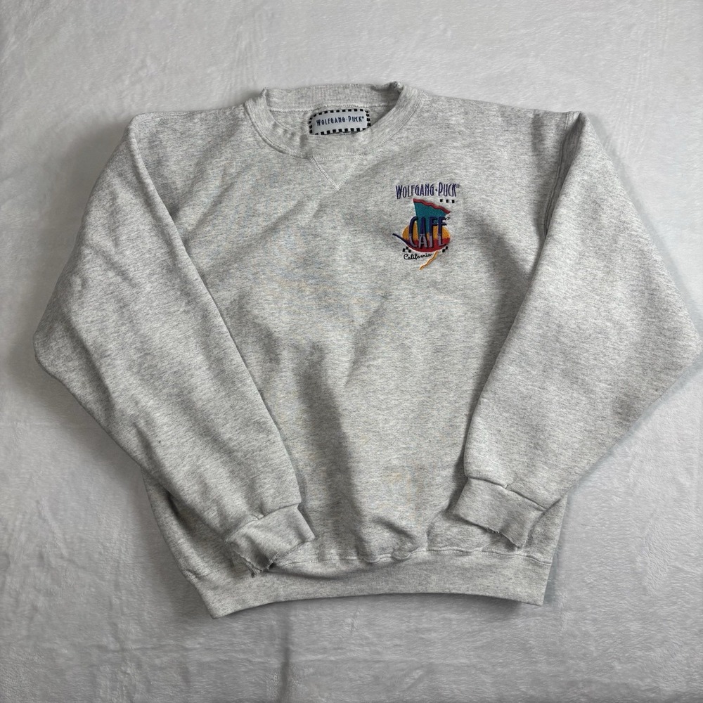 VTG Wolfgang Puck‎ Cafe California Grey Pullover LS Fleece Sweatshirt Men's M